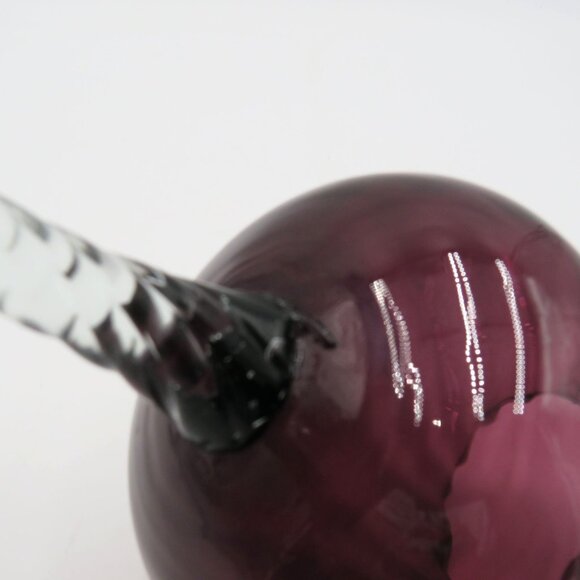 Empoli Vase Handblown Glass Amethyst Purple Swirl Textured Clear Stem Vintage - Picture 7 of 8
